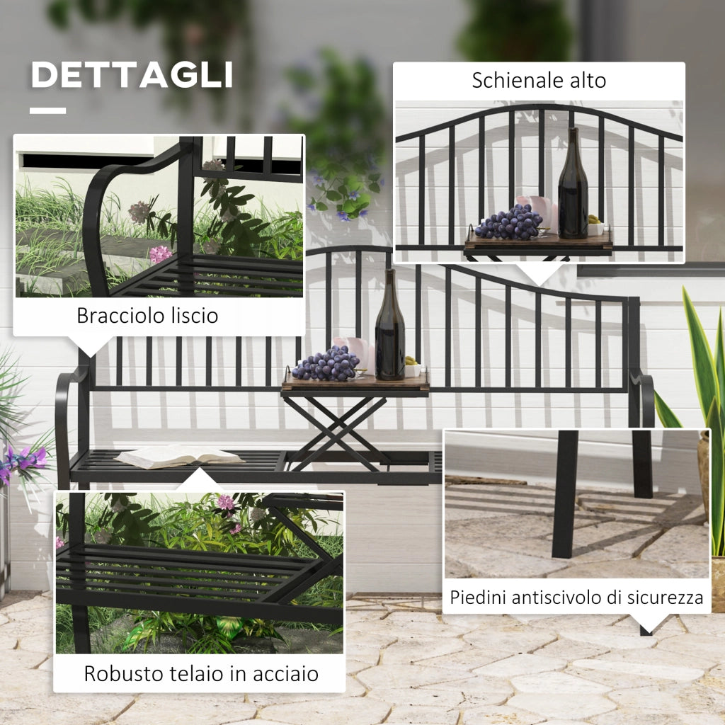 Panchina da Giardino 2 Posti con Tavolino ¨C Xylo ¨C Metallo Nero