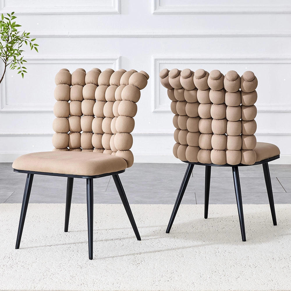 Set 2 sedie da pranzo - Xylo - velluto camel gambe nere