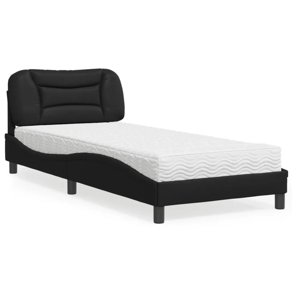 Letto con Materasso Hvar Nero 90x200 cm in Similpelle