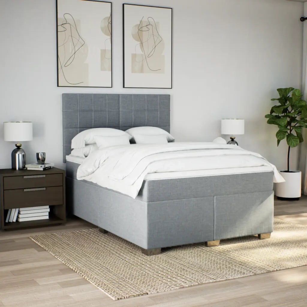Giroletto a Molle con Materasso Grigio Chiaro 140x200cm Tessuto 3290511
