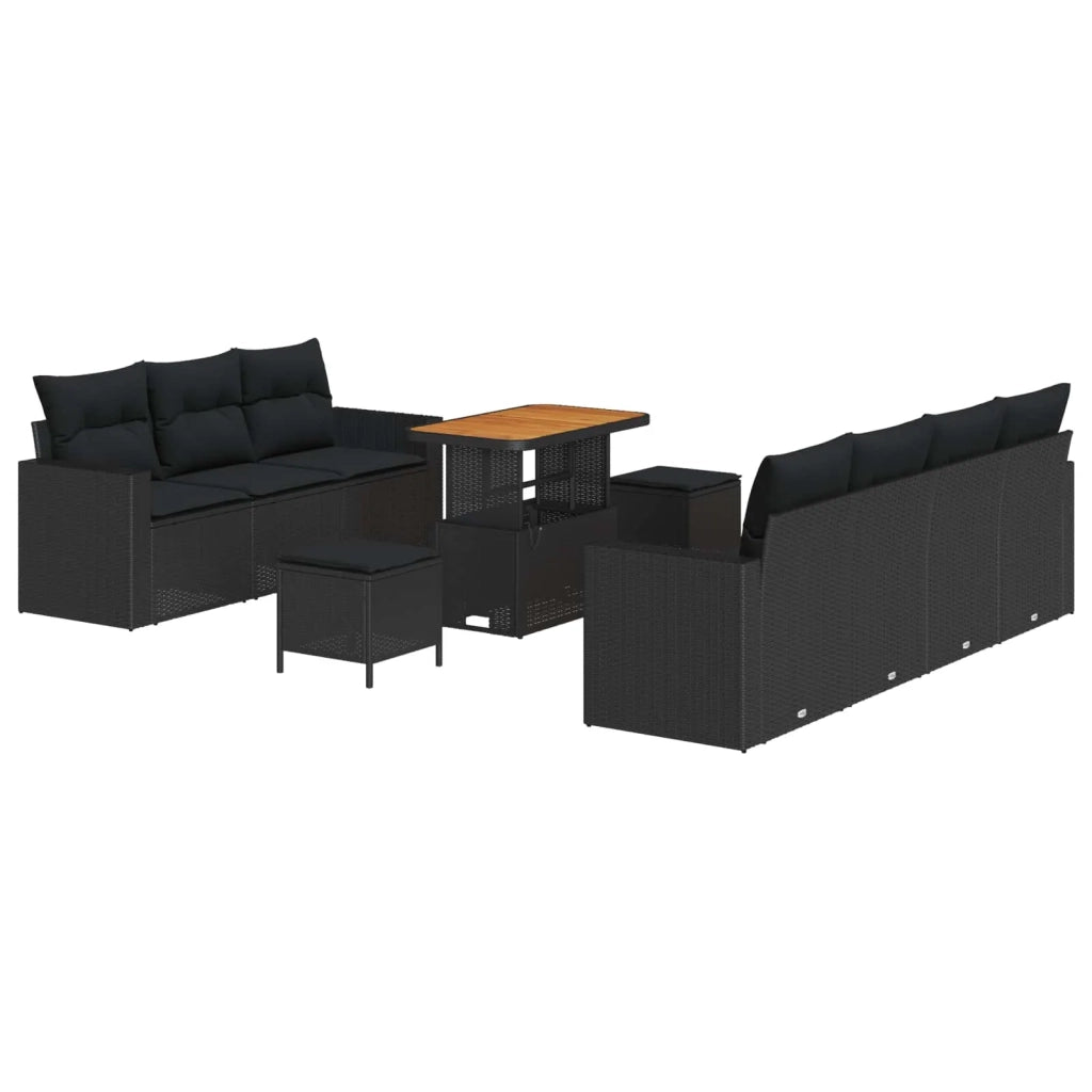 Set Divano da Giardino con cuscino 10 pcs Nero 3363529