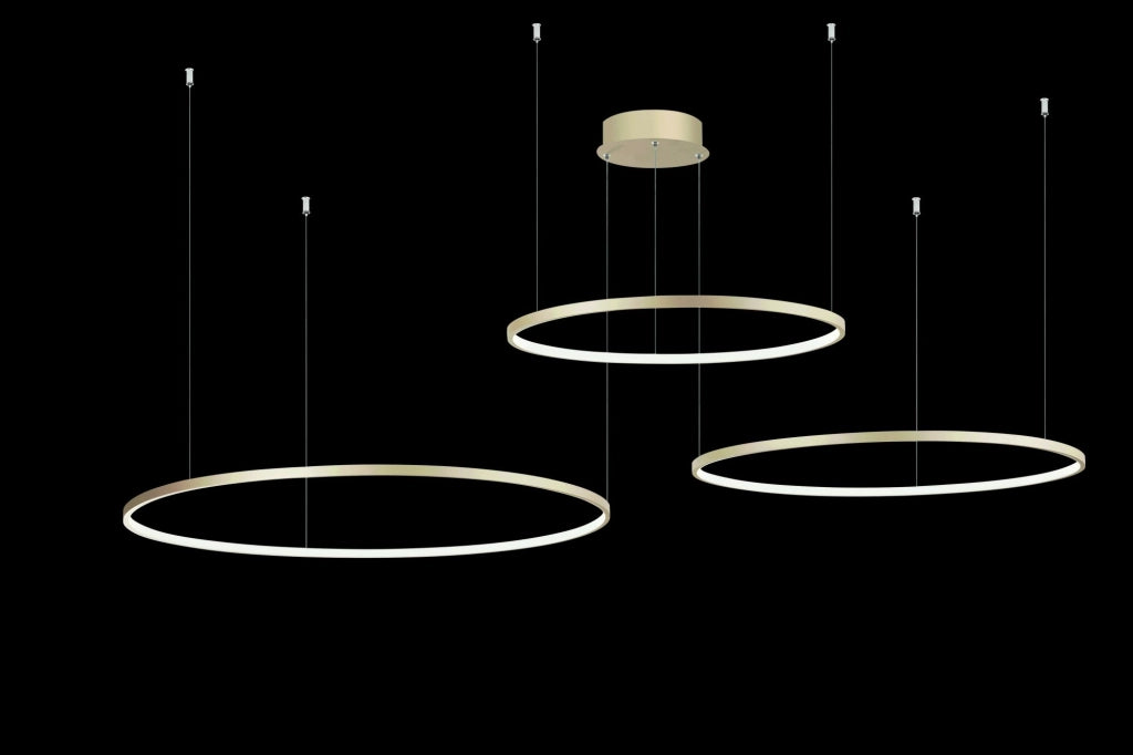 SOSPENSIONE MULTIPLA 3 LED SOEL ORO 3000K MAX 6720LM 113W DIMMERABILE D.60-80-100CM