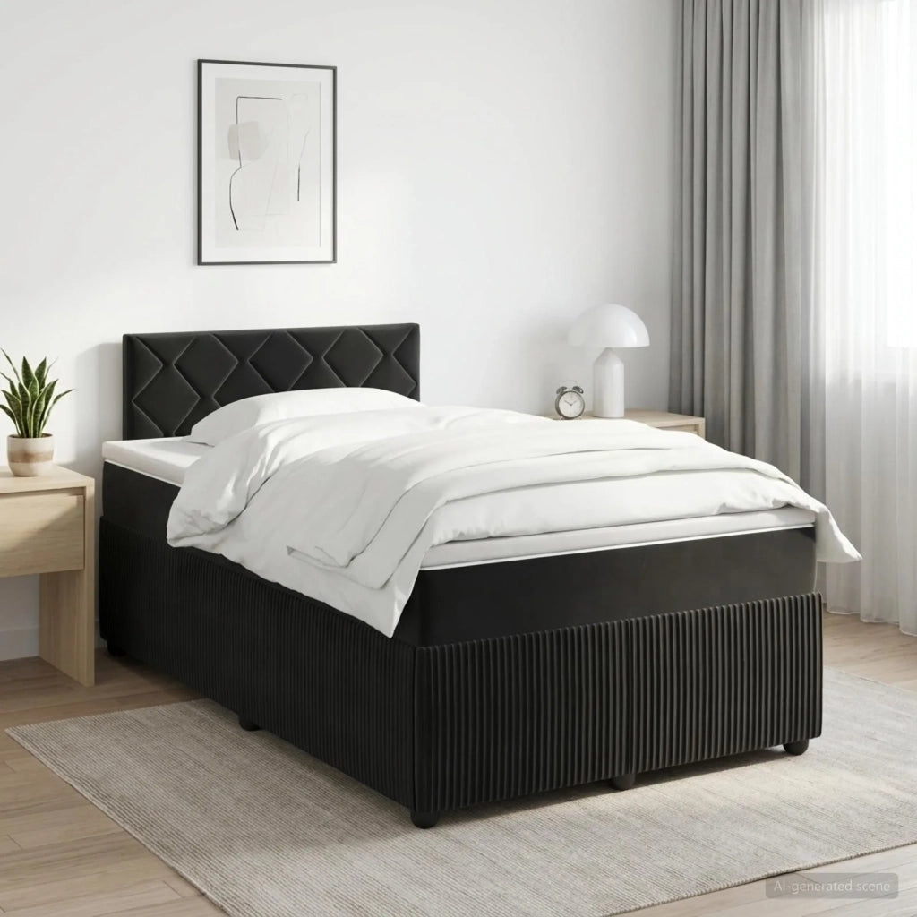 Letto box spring con materasso Nero 120 x 190 cm Velluto 3451645