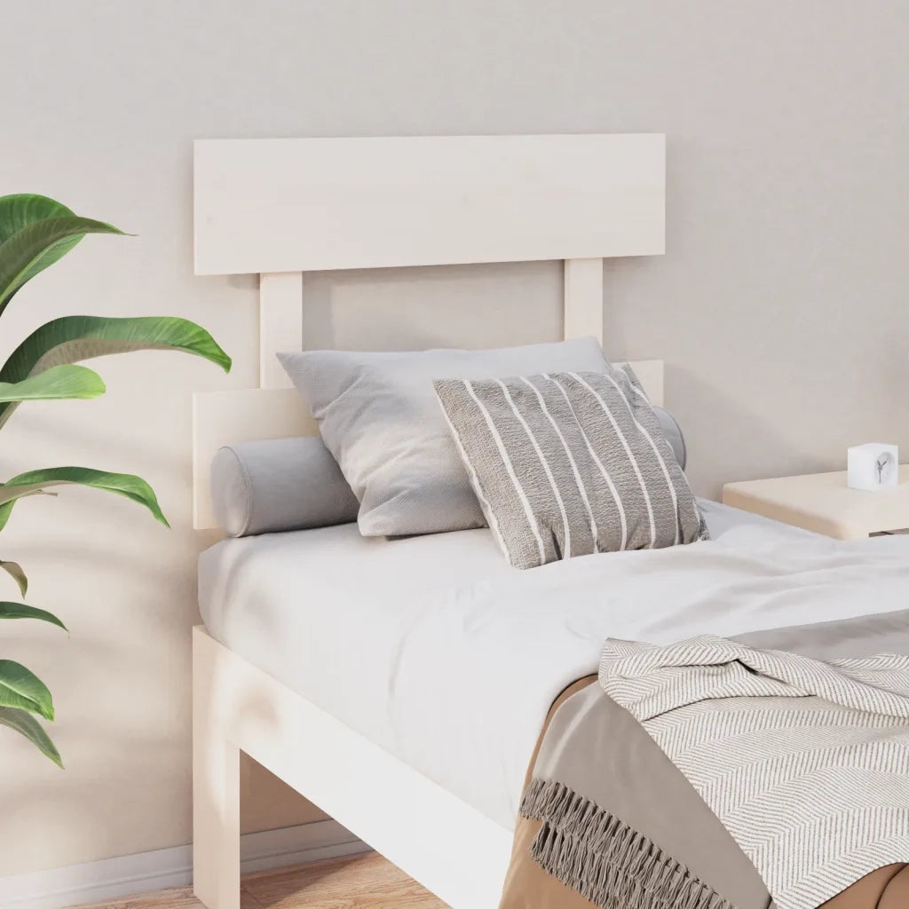Testiera | Testata per Letto Bianca 93,5x3x81cm in Legno Massello di Pino