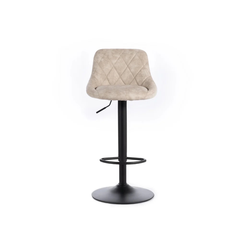 Set di 2 sgabelli da bar e cucina regolabili in altezza in microfibra beige Luca con struttura in metallo e poggiapiedi | Duzzle