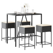 Set Bar da Giardino 5 pz con Cuscini in Polyrattan Nero 3261466