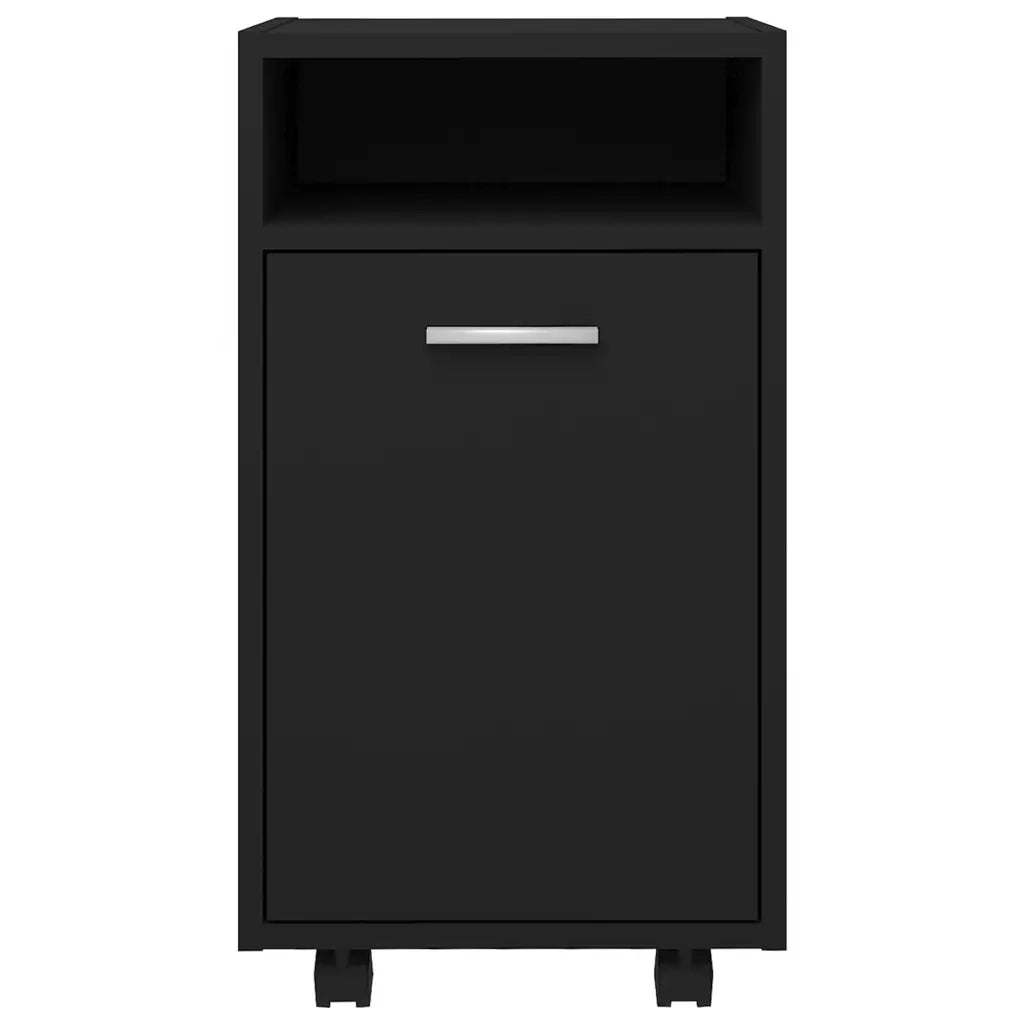 Mobiletto laterale pratico con ruote 33 x 38 x 60 cm contenitore moderno decorazione d'interni legno nero 02_0047775