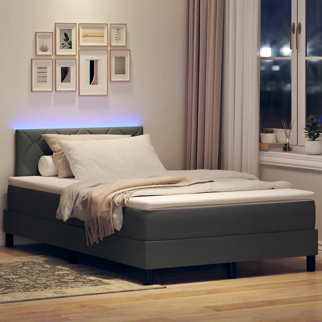 Letto a molle con materasso Grigio scuro 120 x 190 cm Tessuto