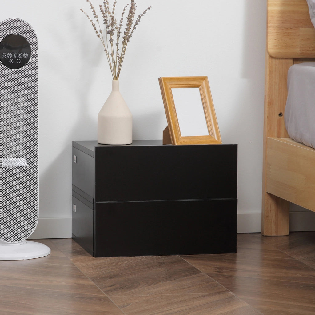 Comodini Sospesi Moderni in Legno ¨C Minimal ¨C 40x30x15cm, Nero