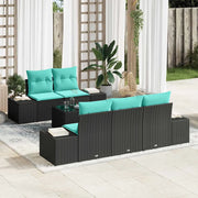 Set Divano da Giardino 6 pz Nero e Turchese polyrattan 3355615