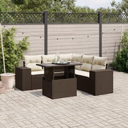 Set Divano da Giardino 6 pz con Cuscini Marrone in Polyrattan 3269163