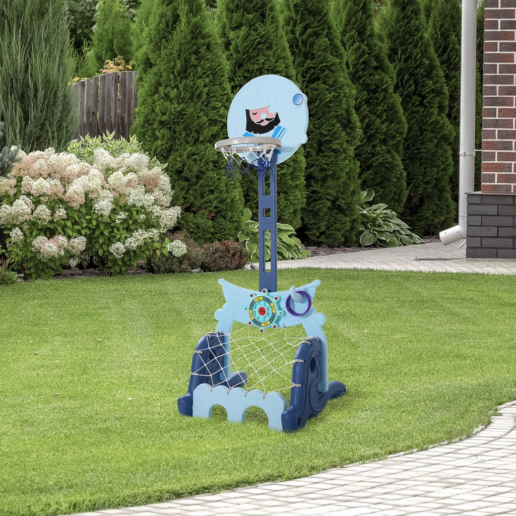 Cestino da Basket con Supporto e Altalena ¨C Minimal ¨C 58x56x154 cm Blu