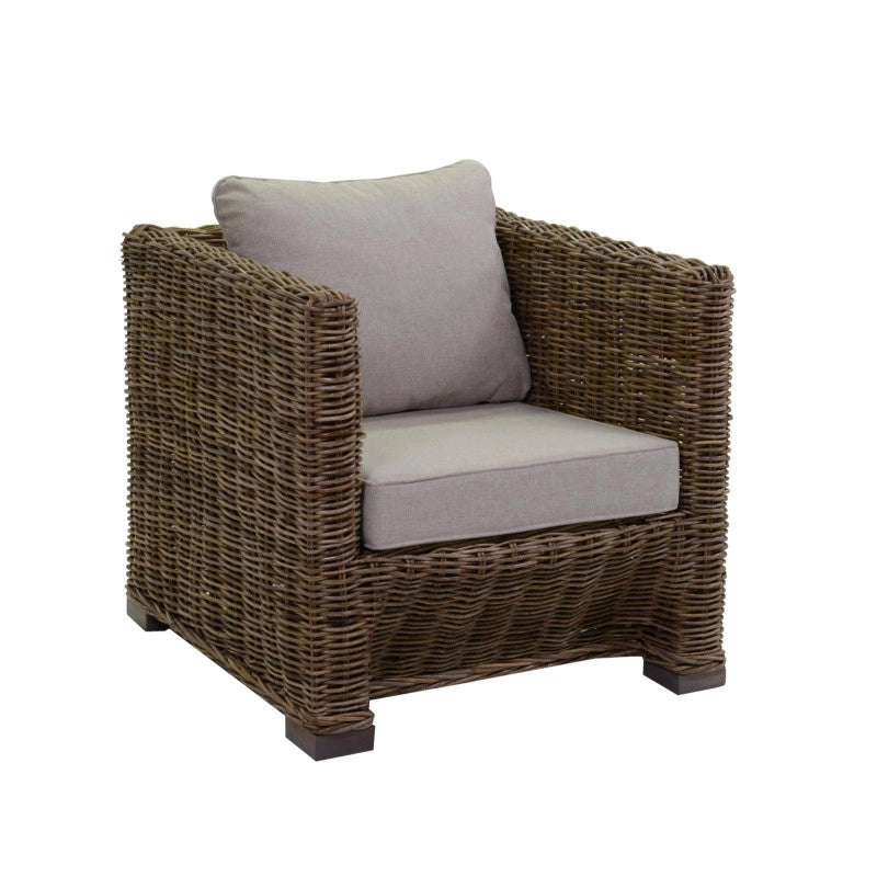 Salotto Rattan Manila Grigio Con Cuscini Divano 2 Posti