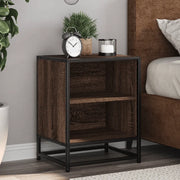 Comodini Rovere Marrone 2 pz Legno Multistrato Metallo 848708