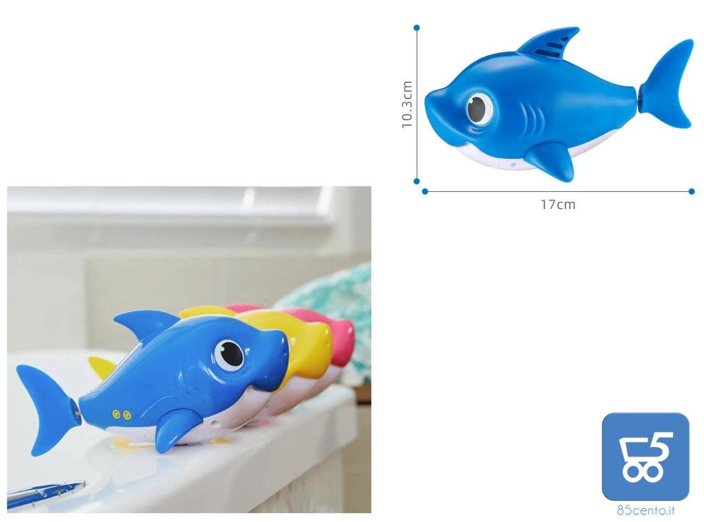 Pinkfong Baby Shark Giocattolo da Bagno Canta e Nuota a Batteria Blu per Bambini +18 Mesi, Nuota per Davvero!