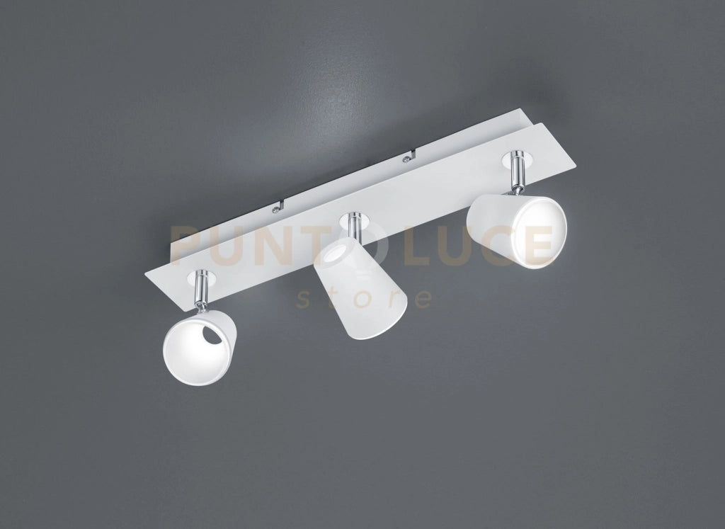 NARCOS BARRA 3 SPOTS LED 13W 1200lm, 3000K  BIANCA CON DIFFUSORE CONICO FORO L. 45CM