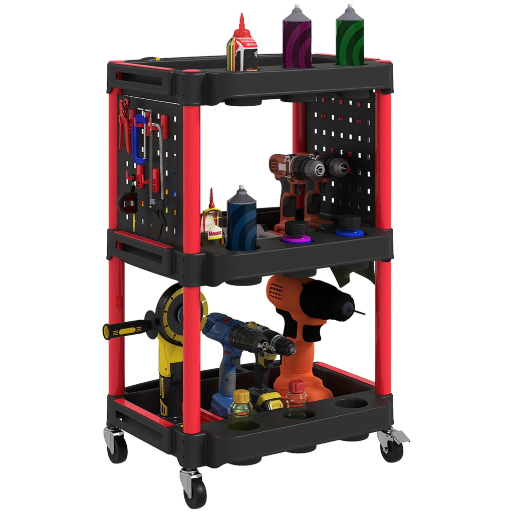 Carrello per attrezzi con ripiani e ganci ¨C Minimal ¨C Rosso