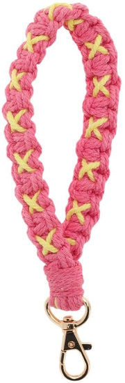 Sostegno per chiavi stile bohemien - Sostegno per chiavi a macramé - Sostegno per chiavi in cotone intrecciato - Chiusura robusta - Disegni floreali unici - Sostegno per chiavi ecologico e artigianale - Sostegno per chiavi con anello