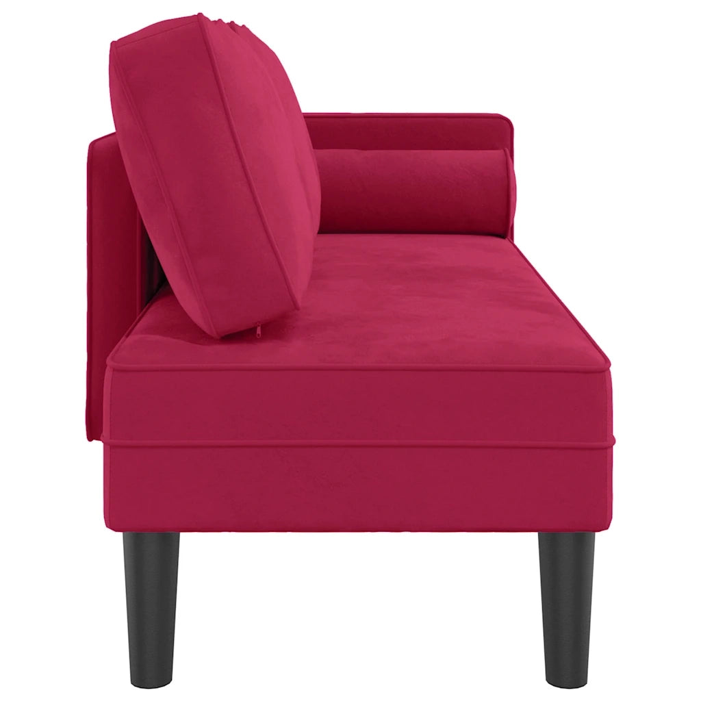 Chaise Lounge con Cuscini Rosso Vino in Velluto 4007575