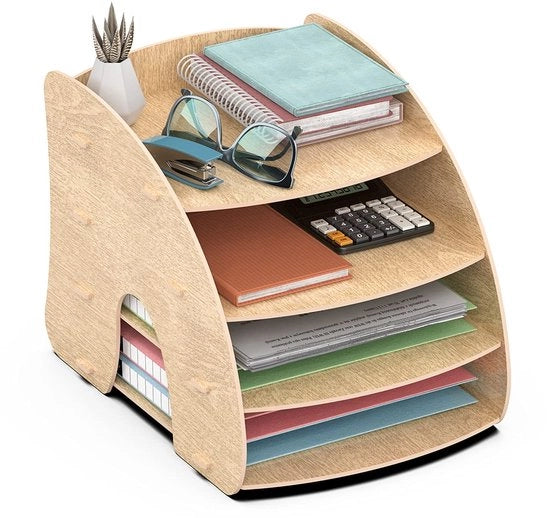 Organizzatore per documenti e cartelle in legno per ufficio