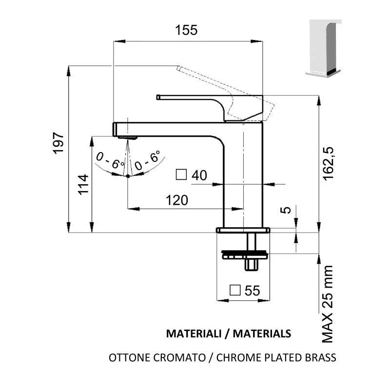 Miscelatore lavabo nero opaco serie Absolute