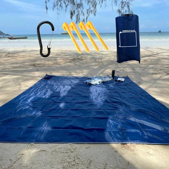 Matte da picnic impermeabile e resistente al sabbia XL 210 x 200 cm - Blu scuro