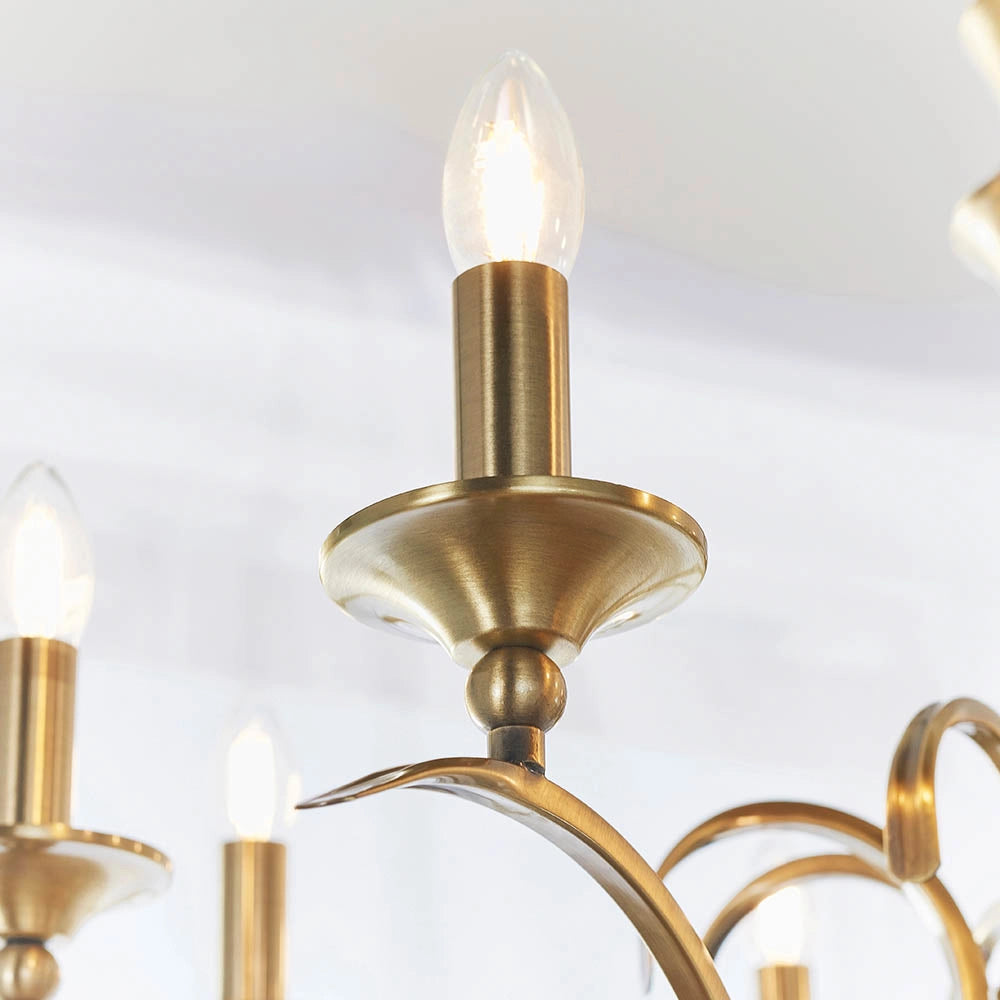 Lampadario a sospensione Kora ottone antico 8xE14 Endon