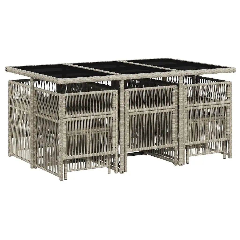 Set Pranzo Giardino 11pz con Cuscini Grigio Chiaro Polyrattan 3210971
