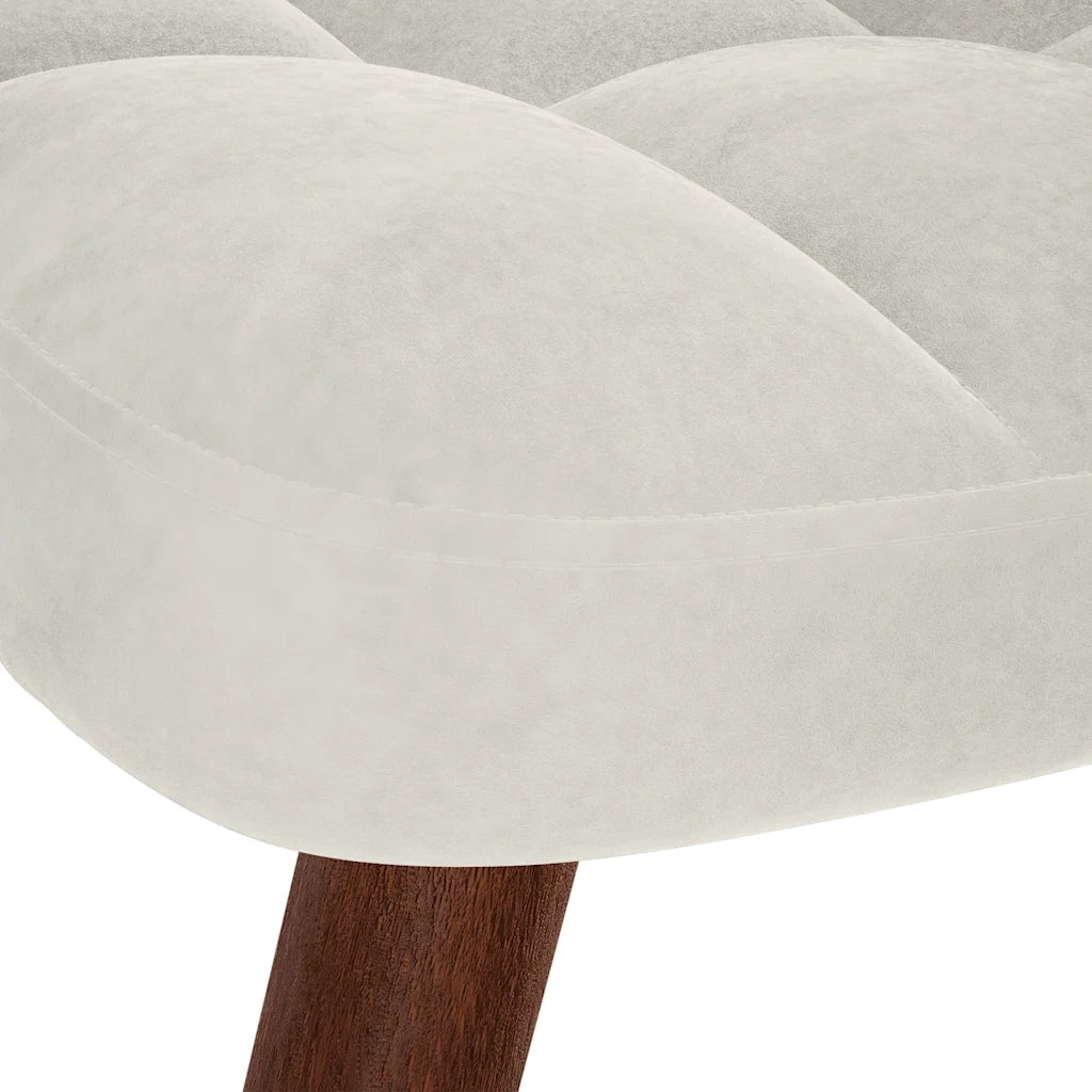 Poltrona Relax | Sedia Relax con Sgabello in Velluto Crema
