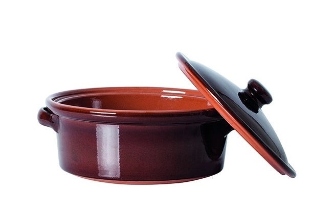 Casseruola in terracotta bicolore con coperchio 25 x 10.5 cm