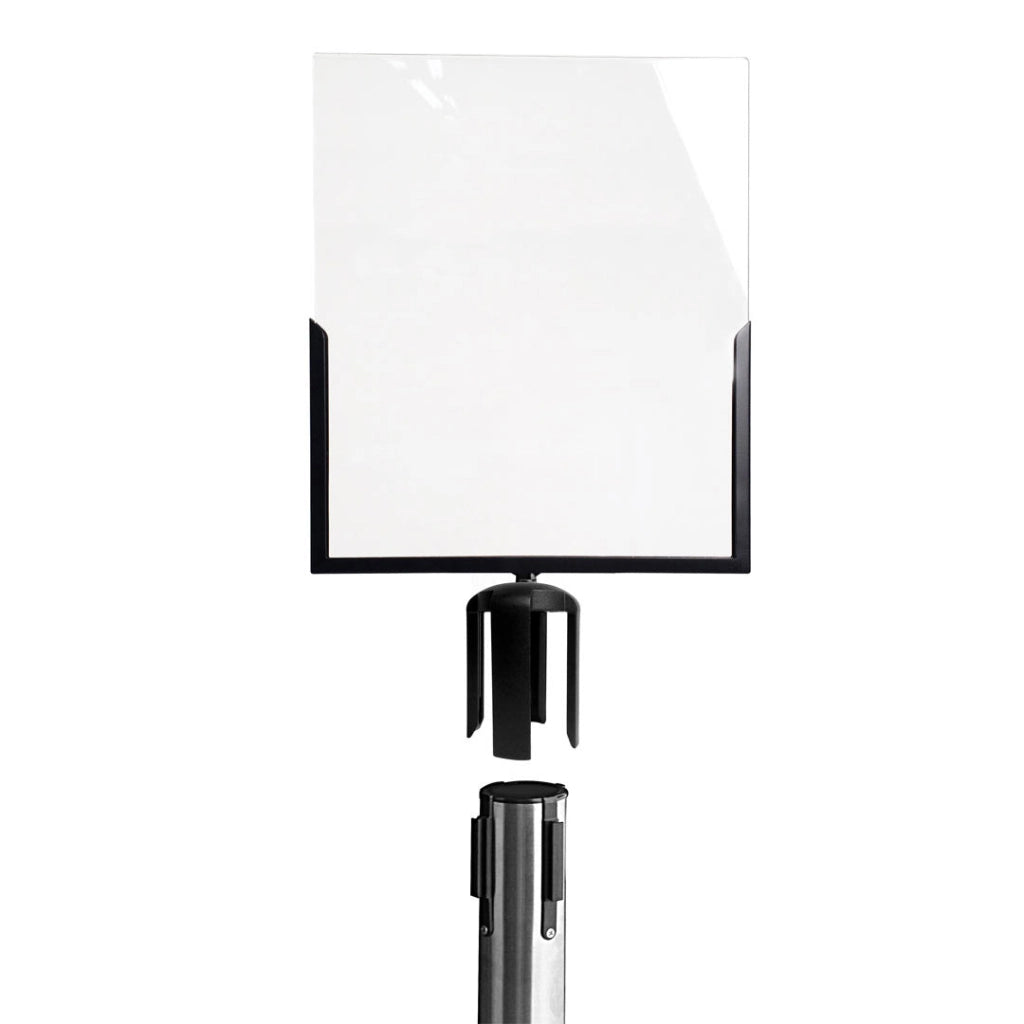 Porta Avvisi per Colonnina A3 Verticale in ABS e Metallo Nero con Plexiglass Trasparente