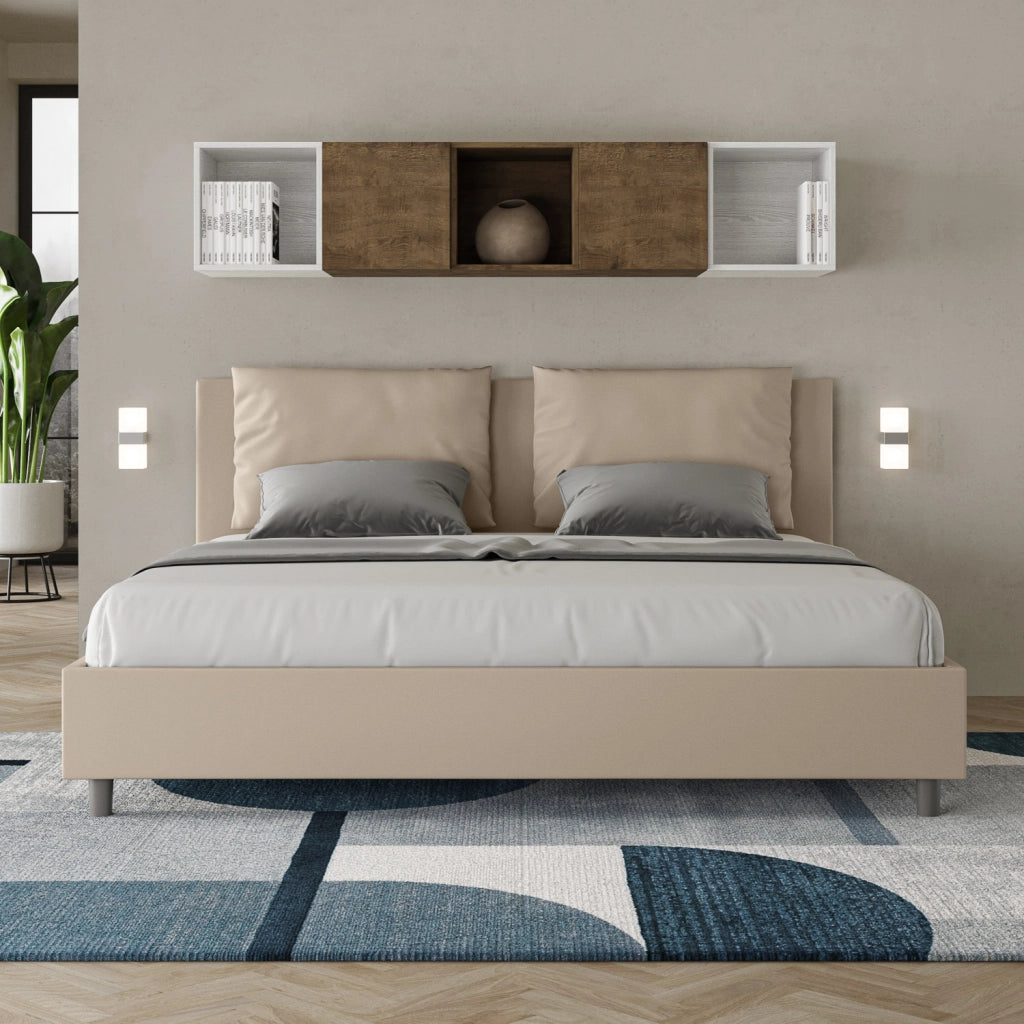 BS COM Letto senza rete imbottito 180x190 similpelle tortora