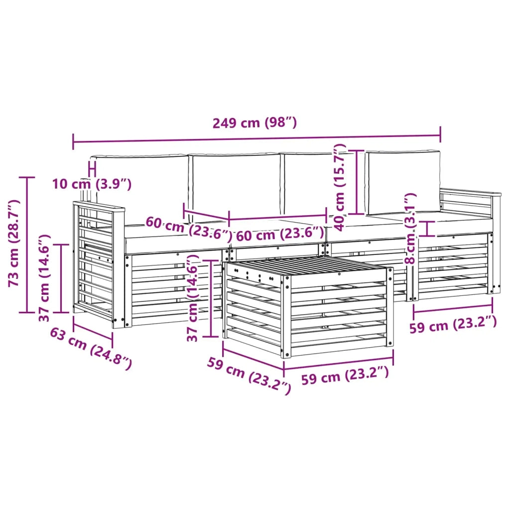 Set divani Legno di Acacia Massello 3391366