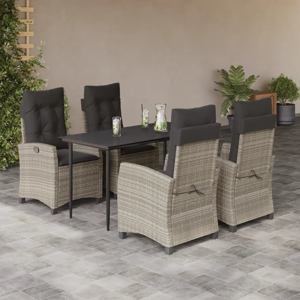 Set Pranzo da Giardino 5pz con Cuscini Grigio Chiaro Polyrattan 3212845