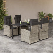 Set Pranzo da Giardino 5pz con Cuscini Grigio Chiaro Polyrattan 3212845