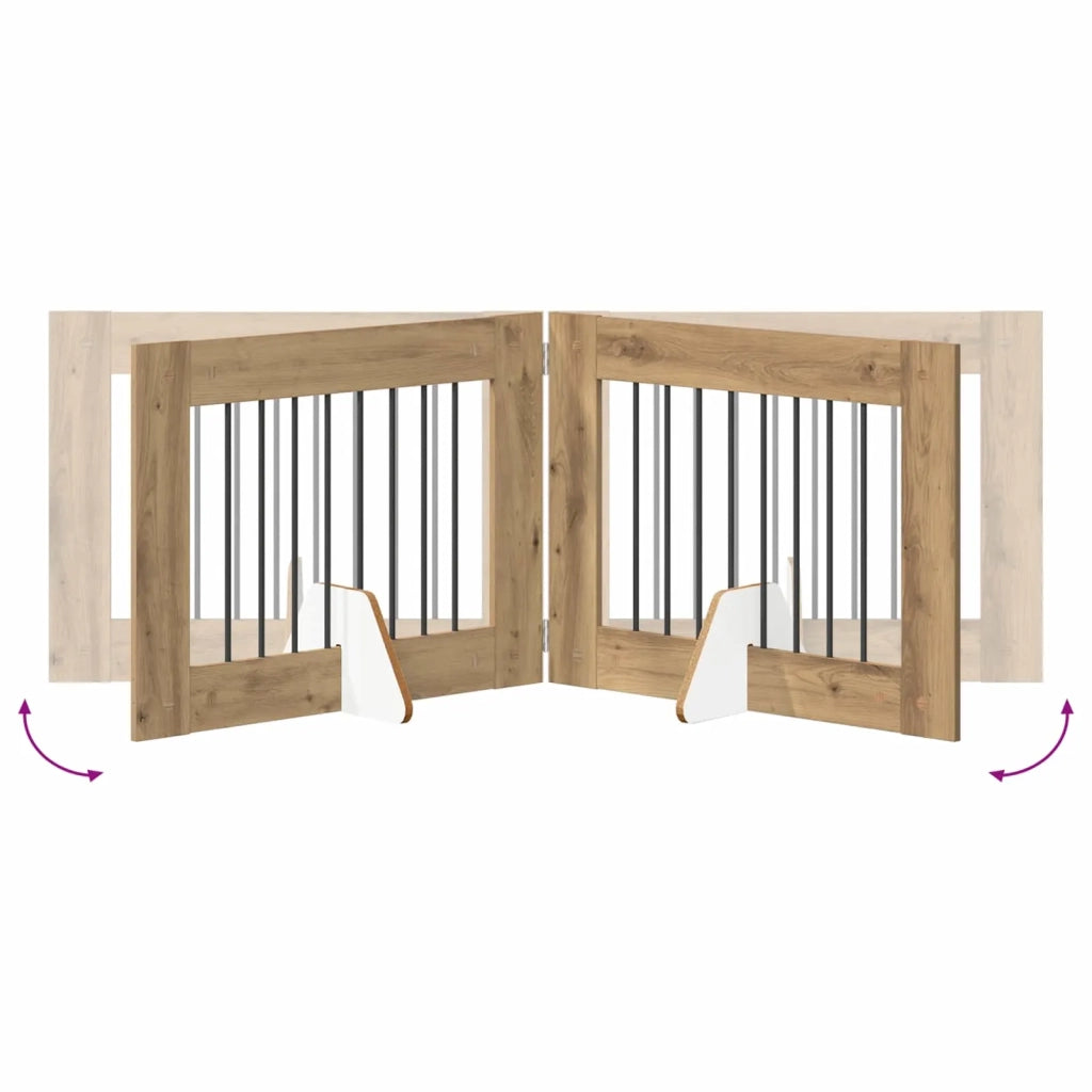 Cancello per cani pieghevole con supporti 4 pz 321 cm 892138