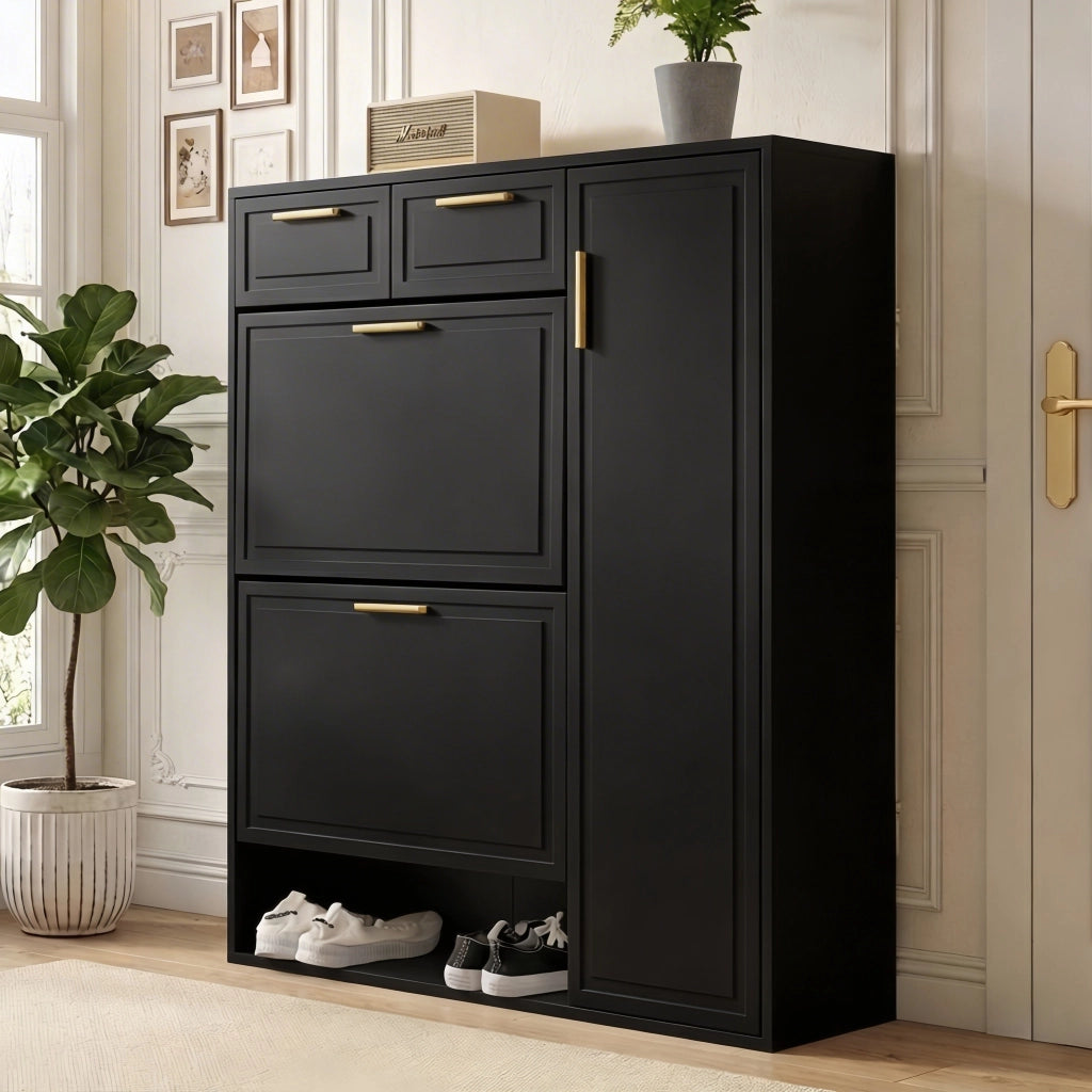SCARPIERA con ripiani regolabili 95x24x107 cm nero