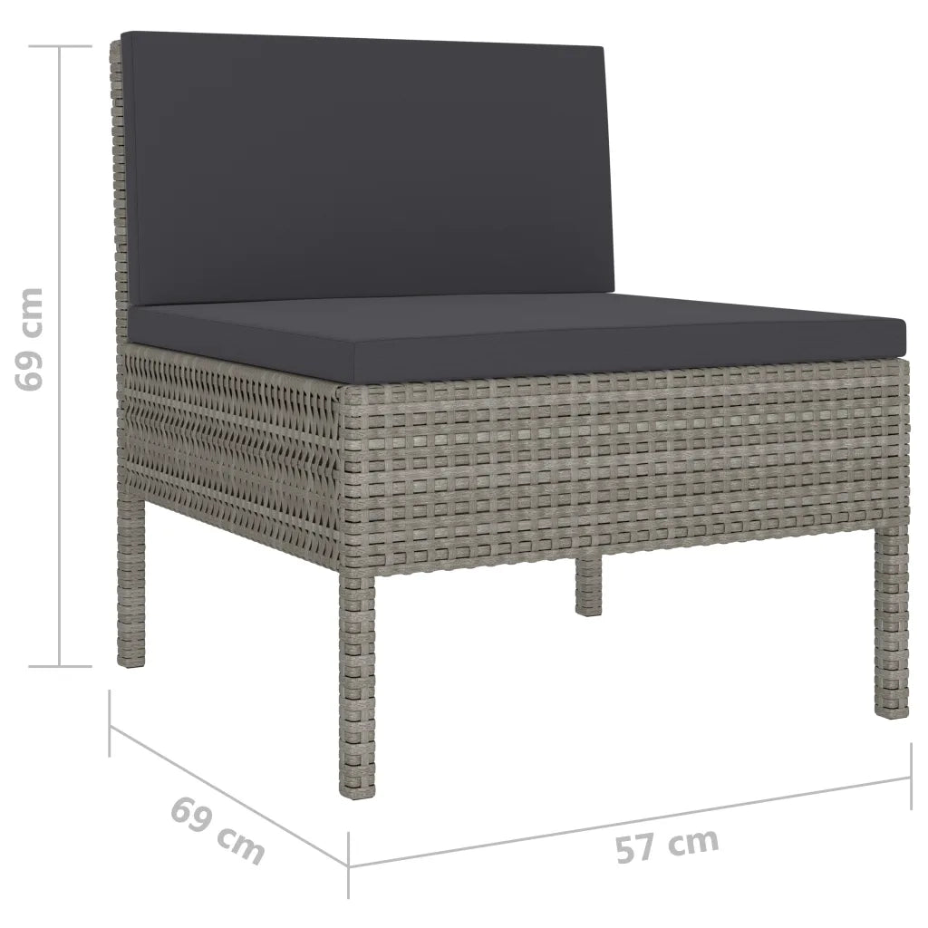 Set Divani da Giardino 10 pz con Cuscini in Polyrattan Grigio 3056976