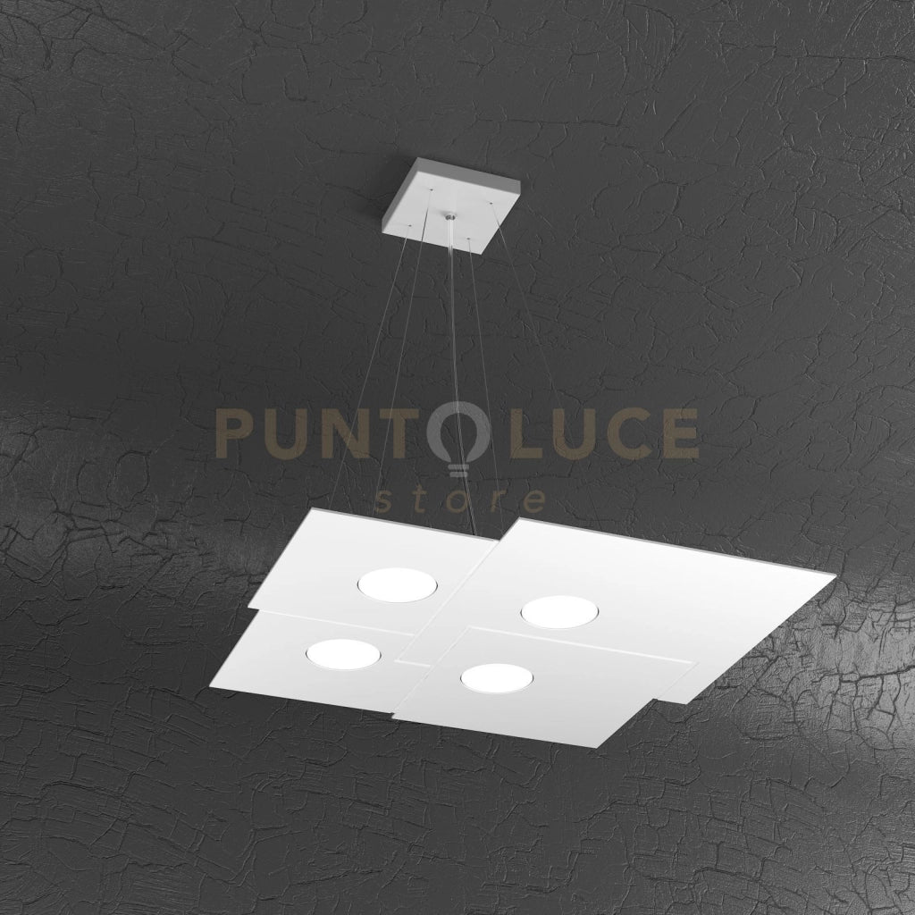 PLATE SOSPENSIONE 4+2 LUCI BIEMISSIONE QUADRA BIANCO 1129-S4+2-BI