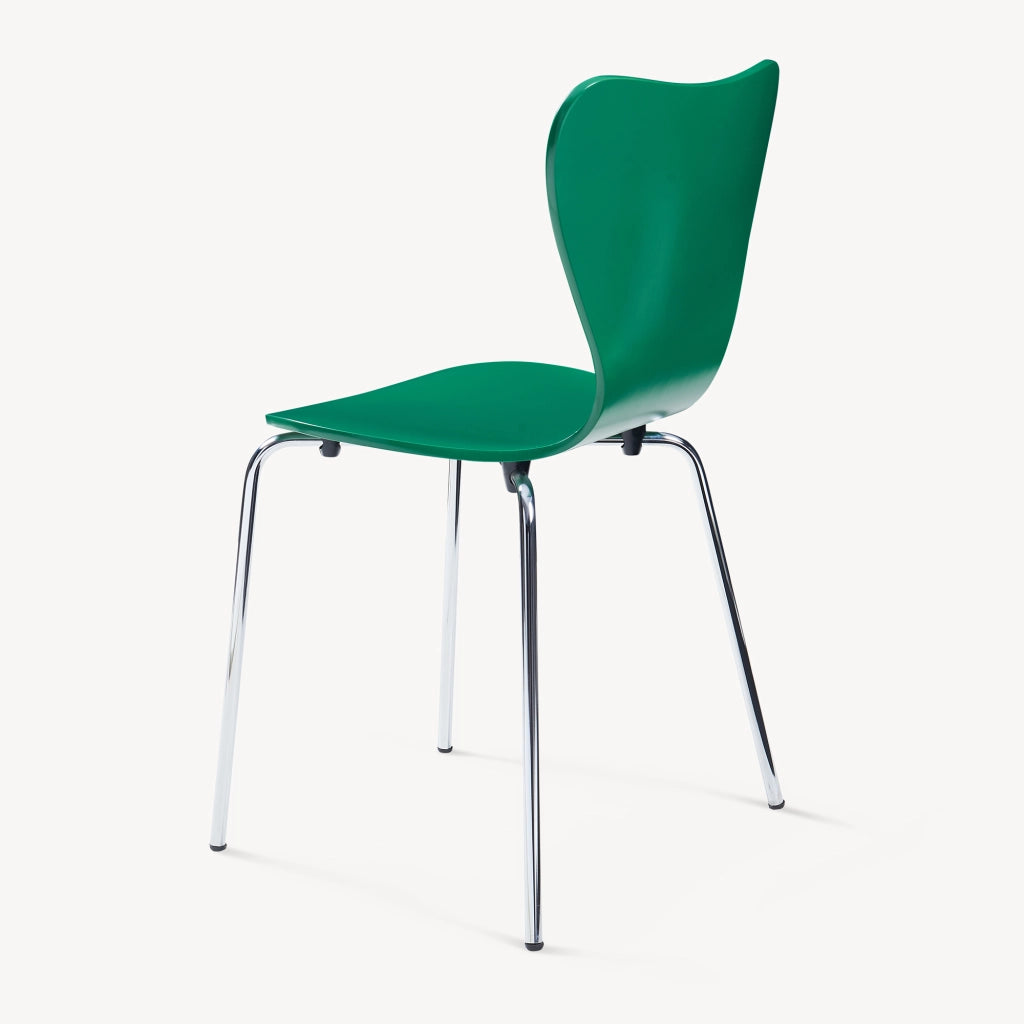 Set di 4 Sedie da Sala Essunga Impilabili - Verde / Cromato [en.casa]