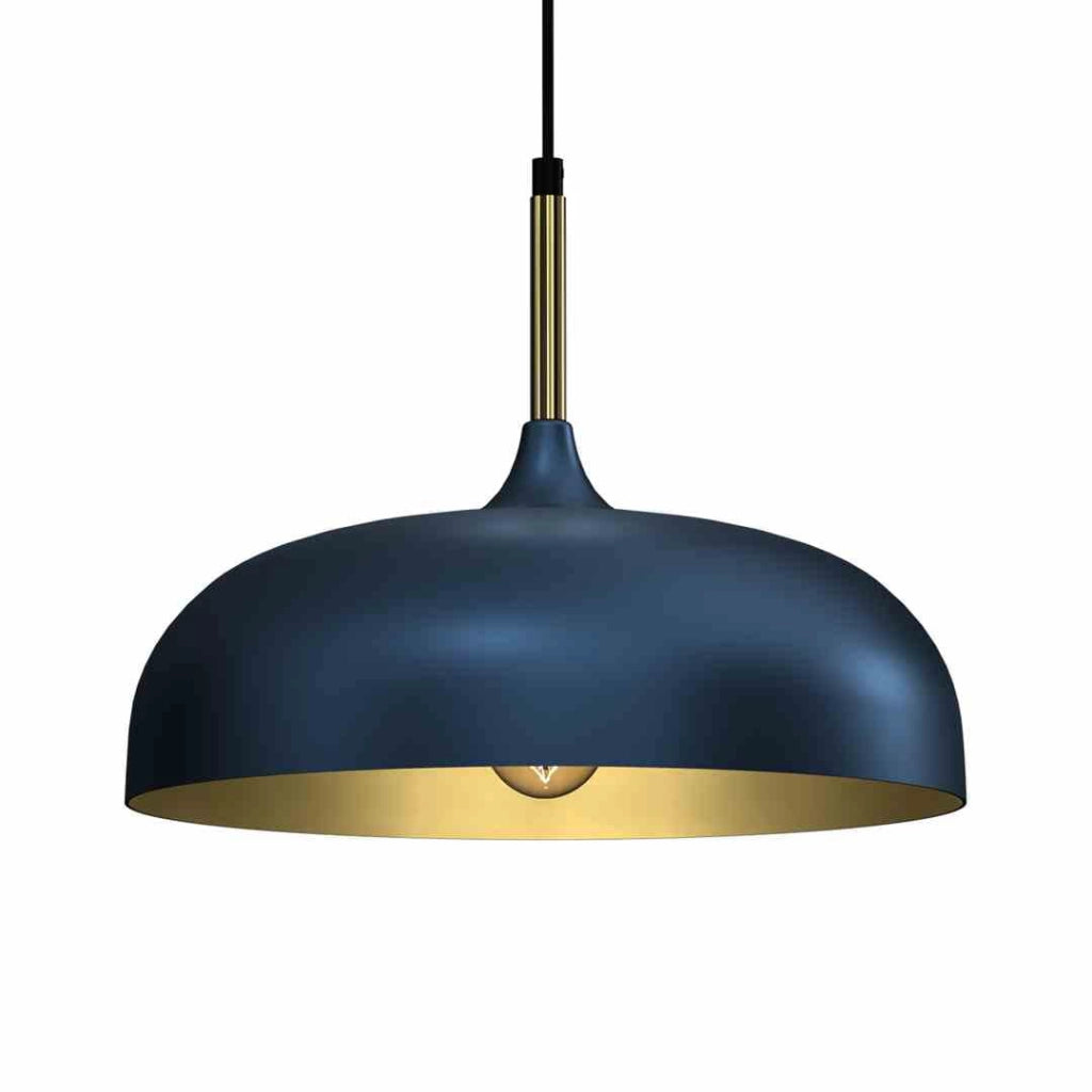 Lampada a sospensione Milagro Lincoln blu oro Ø35 E27