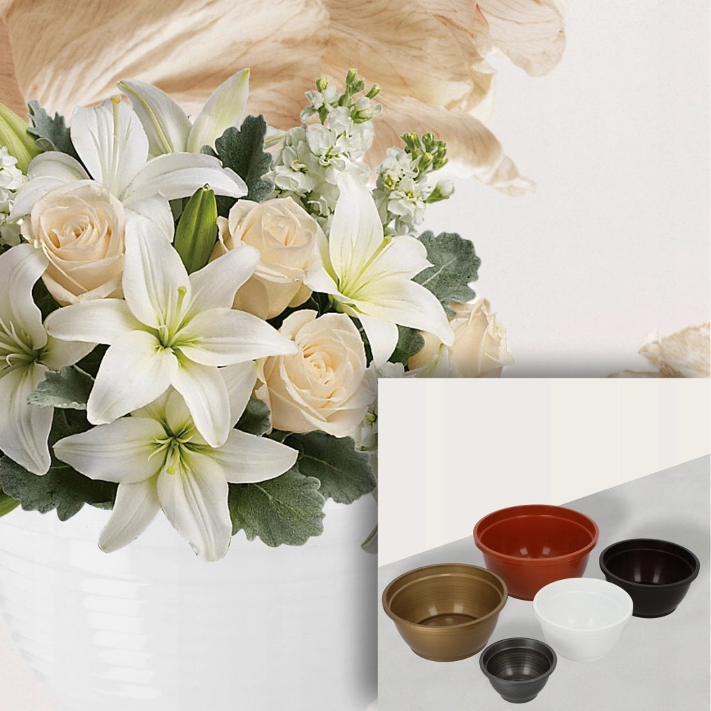 Vaso da fiori KADAX per cimitero, in plastica, per lapidi, con crisantemi, 22 cm.