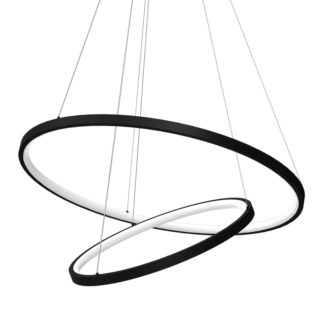 Lampada sospensione Milagro Hoop nera 2 anelli 51W