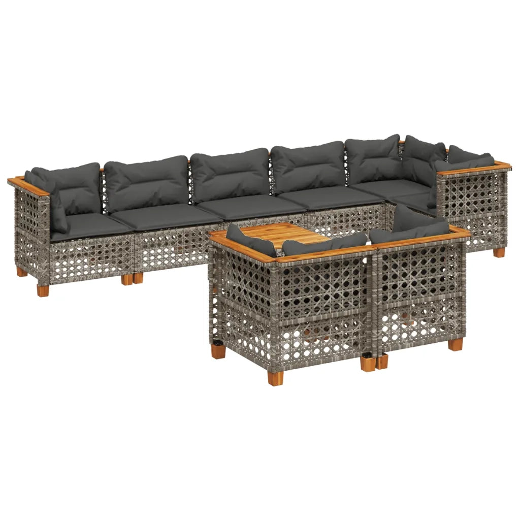Set Divano da Giardino 9 pz con Cuscini Grigio in Polyrattan 3261897
