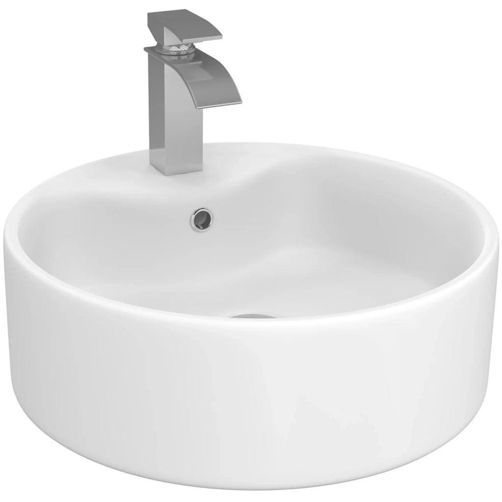 IDMarket - Lavabo rotondo a colonna in ceramica bianca L. 41 x L. 41 x H. 15,5 cm