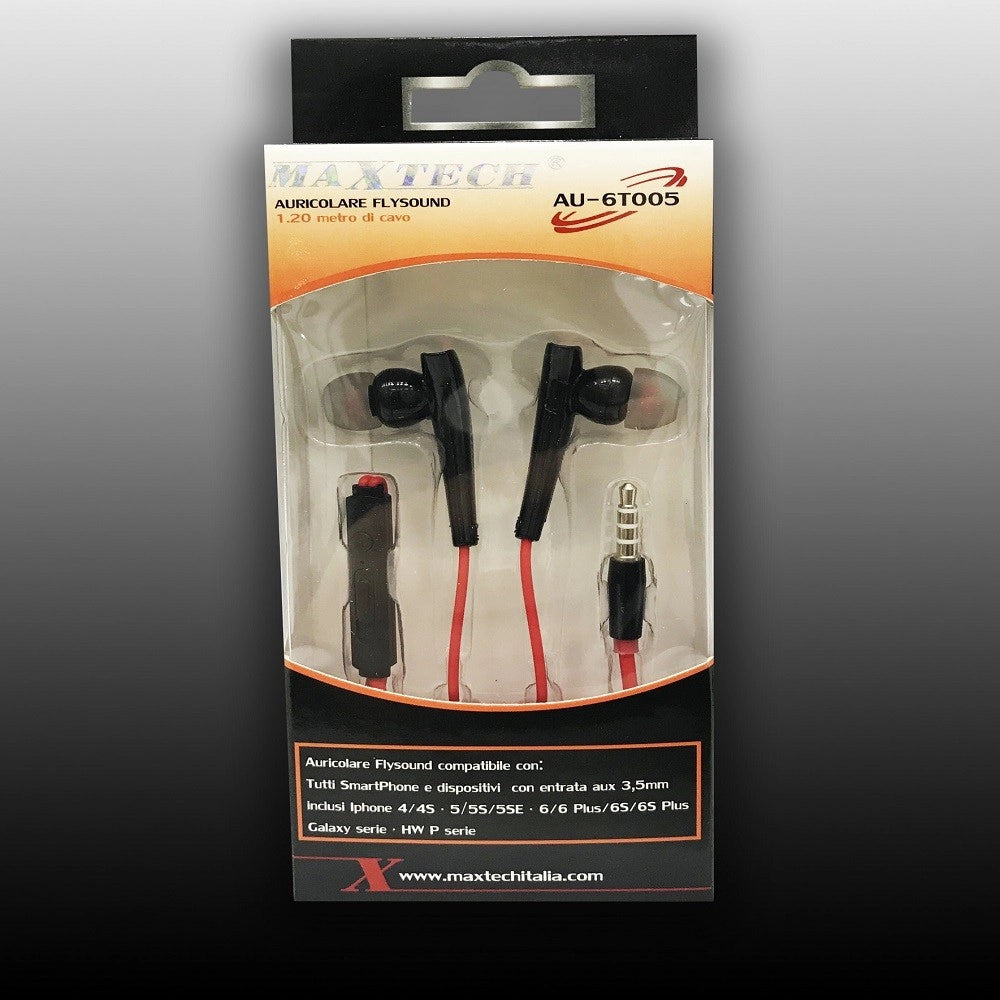 Trade Shop - Auricolari Cuffie Con Filo Audio Microfono Per Smartphone Cellulari Maxtech Au-6t005 -