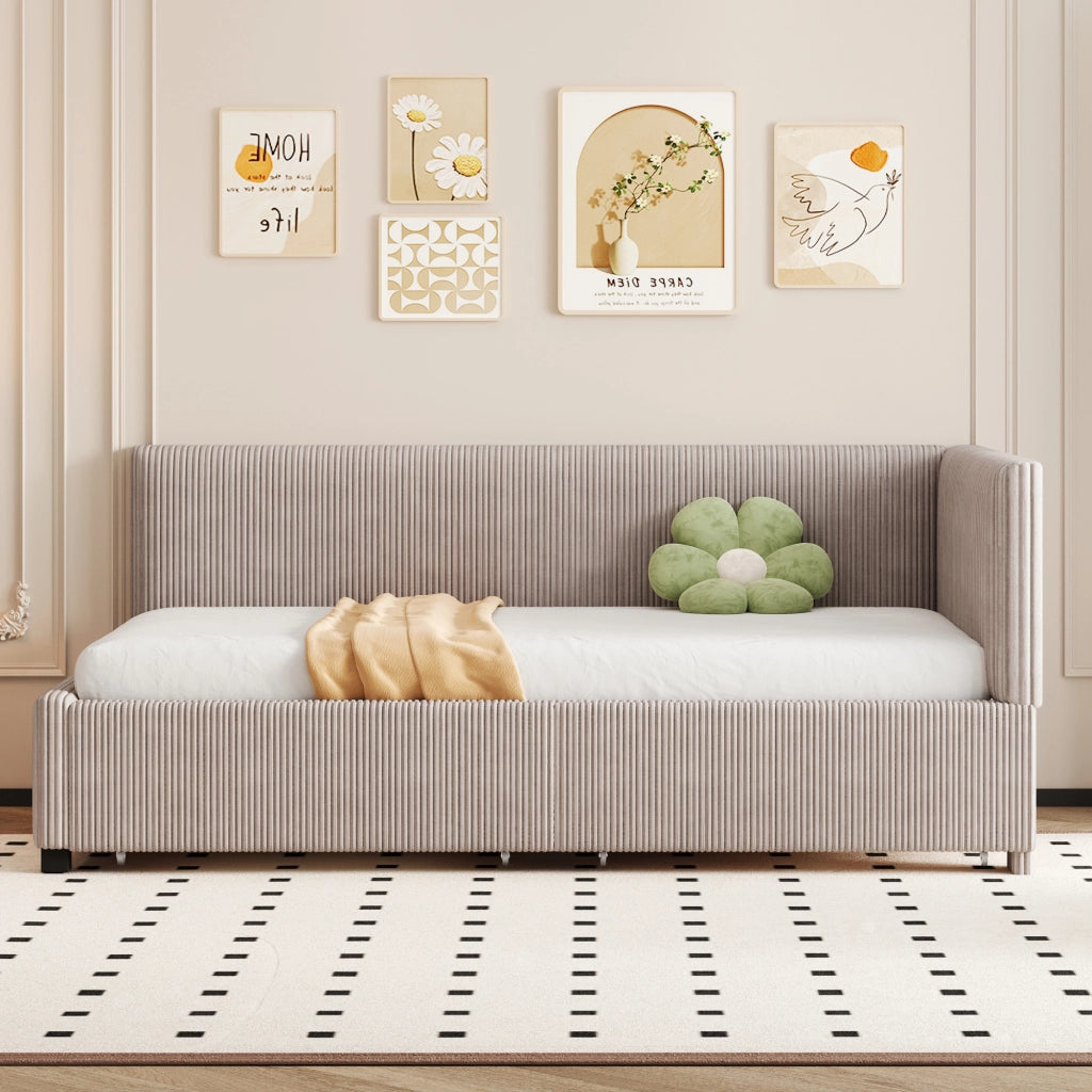LETTO Divano letto 90x200 cm Grigio con 2 cassetti e rete a doghe