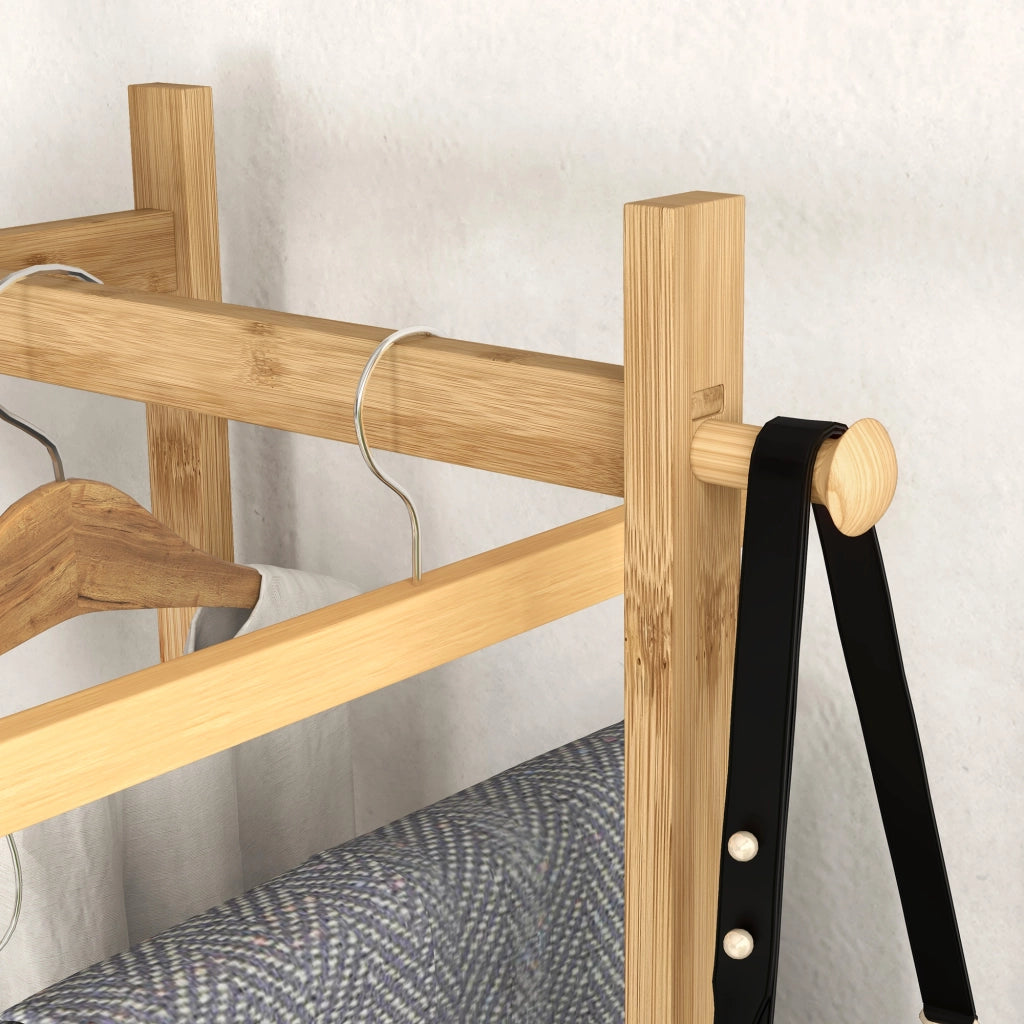 Appendiabiti da Terra con Scaffali e Ganci ¨C Minimal ¨C Legno e Acciaio, Nero