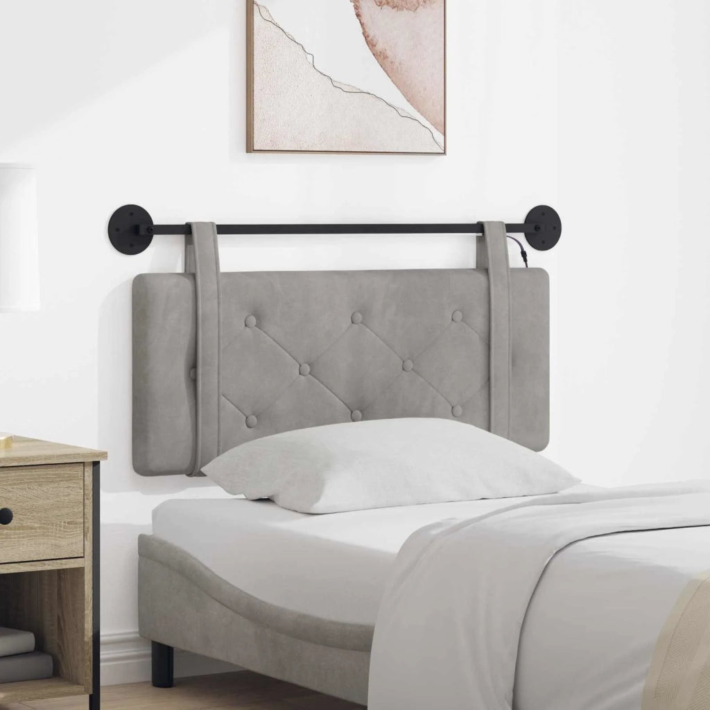 Testiera | Testata sospesa Con luce LED Grigio Chiaro Velluto