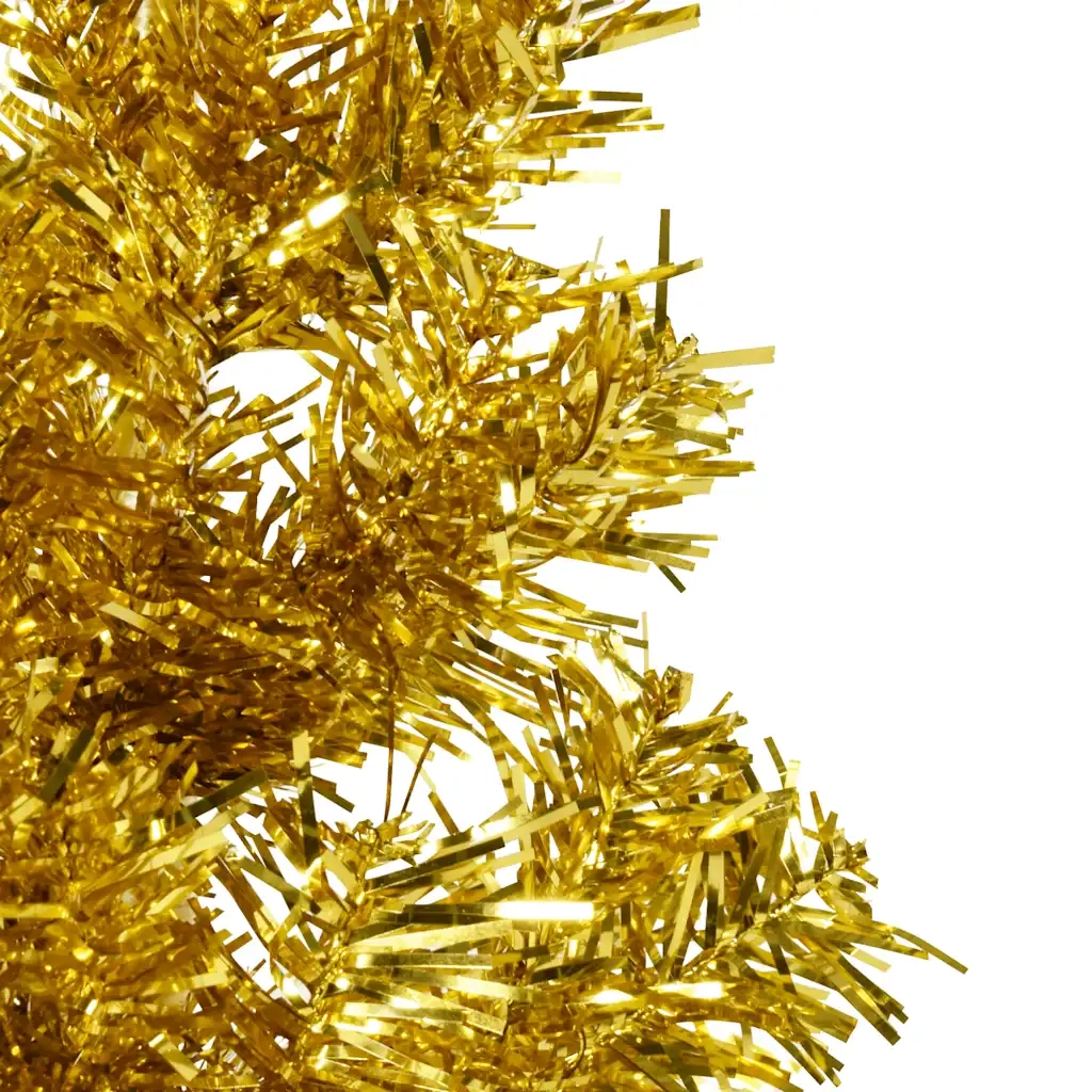 Albero Natale Artificiale Sottile a Met¨¤-Albero Natalizio con Supporto Oro 150cm